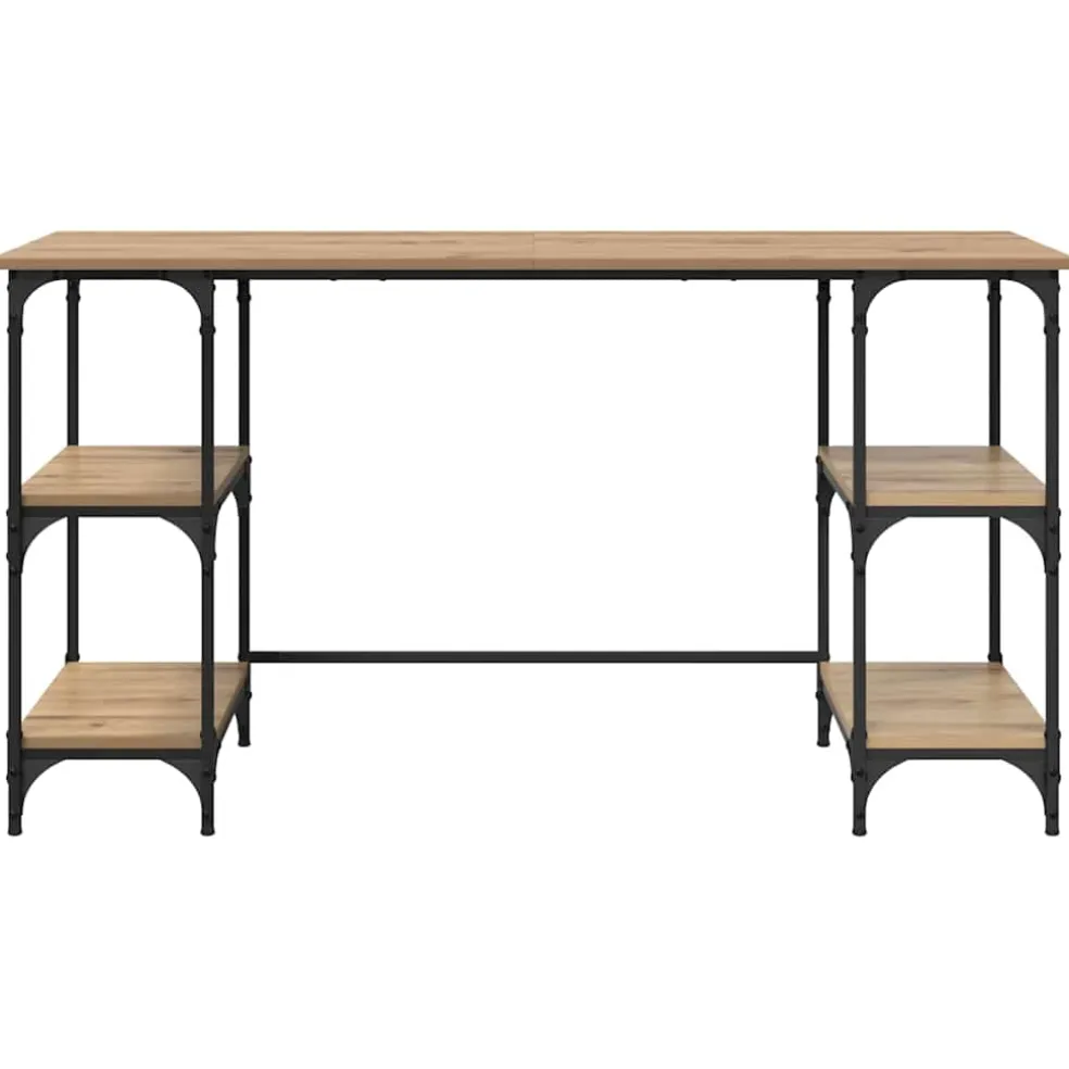 vidaXL Bureau Artisan Eiken Bewerkt hout 140 x 50 x 75 cm