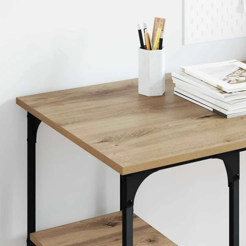 vidaXL Bureau Artisan Eiken Bewerkt hout 140 x 50 x 75 cm