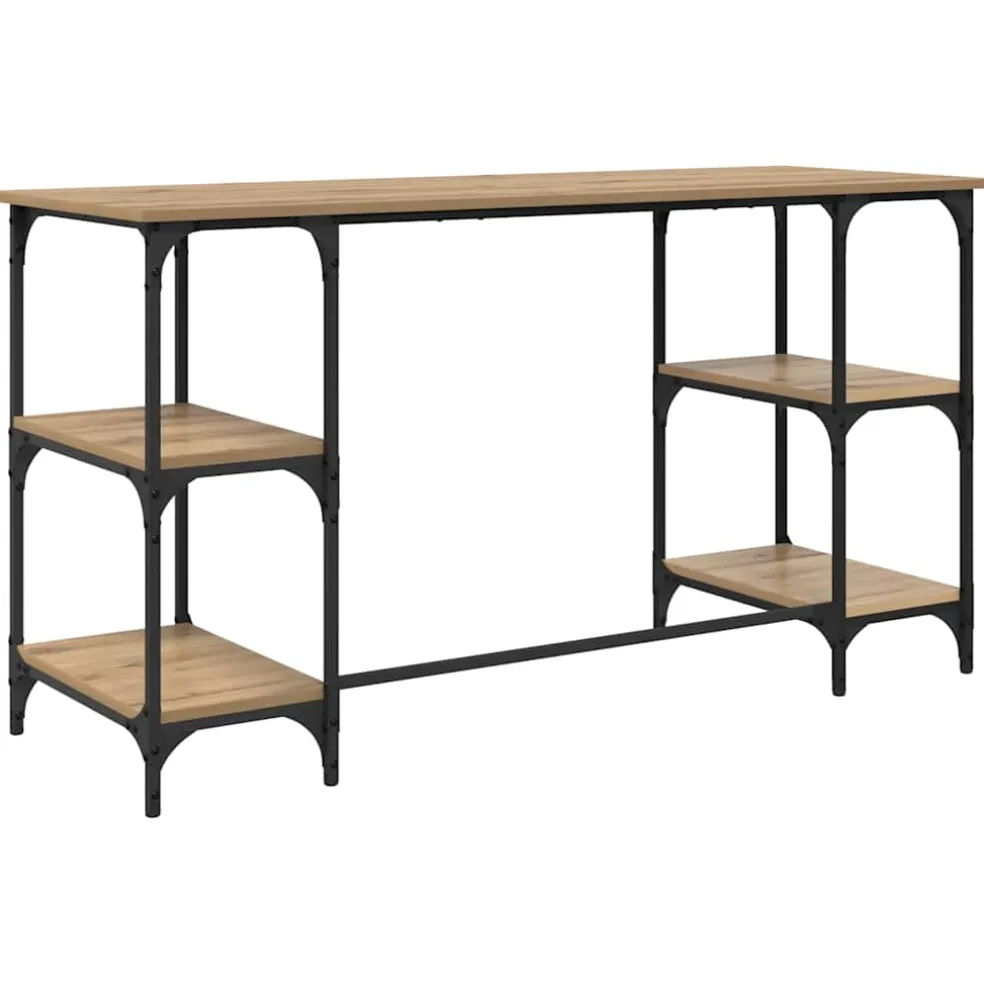 vidaXL Bureau Artisan Eiken Bewerkt hout 140 x 50 x 75 cm