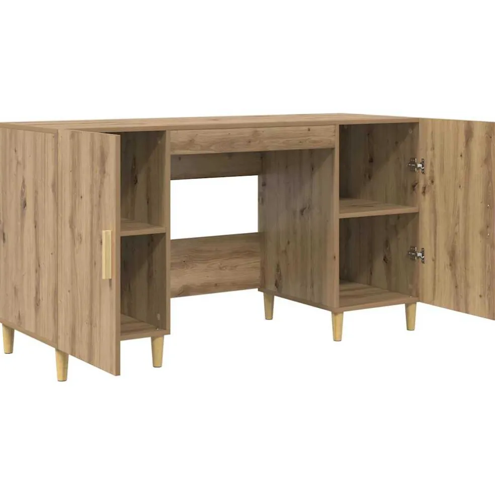 vidaXL Bureau Artisan Eiken Bewerkt hout 140 x 50 x 75 cm