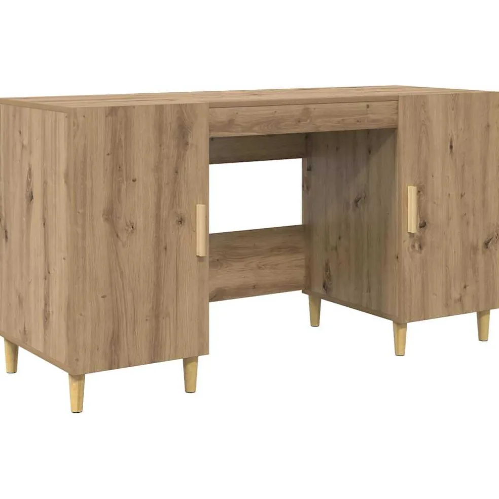 vidaXL Bureau Artisan Eiken Bewerkt hout 140 x 50 x 75 cm