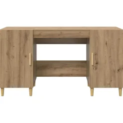 vidaXL Bureau Artisan Eiken Bewerkt hout 140 x 50 x 75 cm