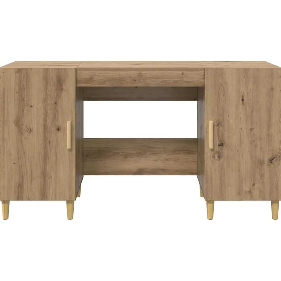 vidaXL Bureau Artisan Eiken Bewerkt hout 140 x 50 x 75 cm