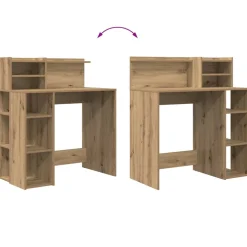 vidaXL Bureau Artisan Eiken Bewerkt hout 90 x 48 x 101,5 cm