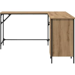 vidaXL Bureau Artisan Eiken Bewerkt hout 141 x 141 x 75 cm