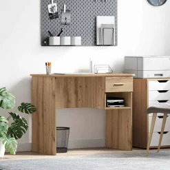 vidaXL Bureau Artisan Eiken 90 x 49 x 75 cm Bewerkt hout