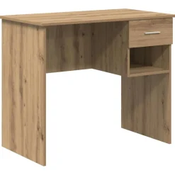 vidaXL Bureau Artisan Eiken 90 x 49 x 75 cm Bewerkt hout