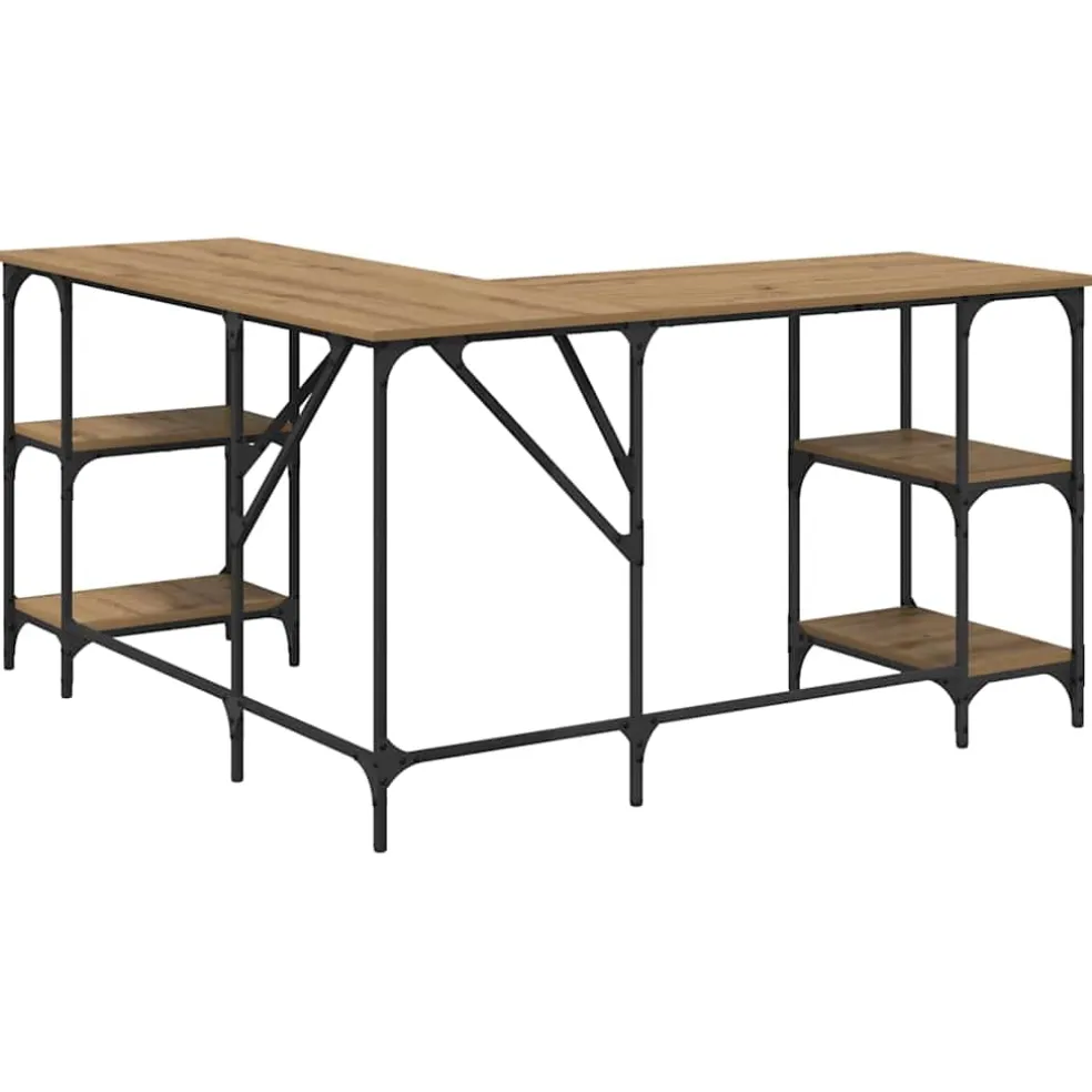 vidaXL Bureau Artisan Eiken 139 x 139 x 75 cm Bewerkt hout