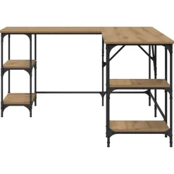 vidaXL Bureau Artisan Eiken 139 x 139 x 75 cm Bewerkt hout