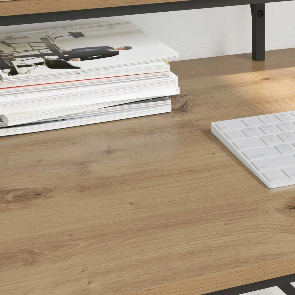 vidaXL Bureau Artisan Eiken 100 x 50 x 90 cm Bewerkt hout