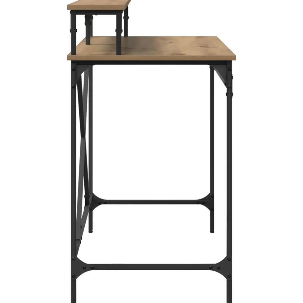 vidaXL Bureau Artisan Eiken 100 x 50 x 90 cm Bewerkt hout