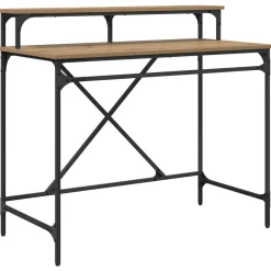 vidaXL Bureau Artisan Eiken 100 x 50 x 90 cm Bewerkt hout