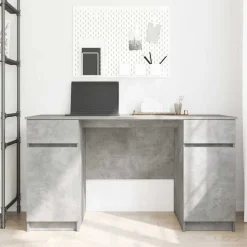 vidaXL Bureau Betongrijs Bewerkt hout 140 x 49 x 76 cm
