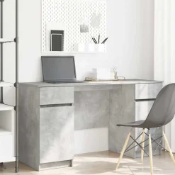vidaXL Bureau Betongrijs Bewerkt hout 140 x 49 x 76 cm