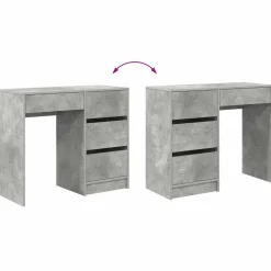 vidaXL Bureau Beton Grijs Bewerkt hout 90 x 37,5 x 75 cm