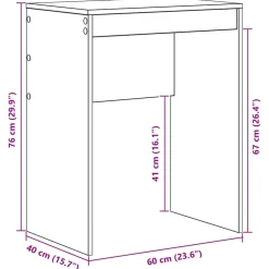vidaXL Bureau Beton Grijs 60 x 40 x 76 cm