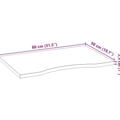 vidaXL Bureaublad rechthoekig 80x50x2,5 cm onbehandeld eikenhout