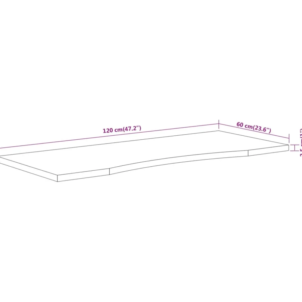 vidaXL Bureaublad rechthoekig 120x60x2,5 cm massief acaciahout