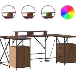vidaXL Bureau Bruin Eiken Bewerkt hout 182 x 101 x 87,5 cm