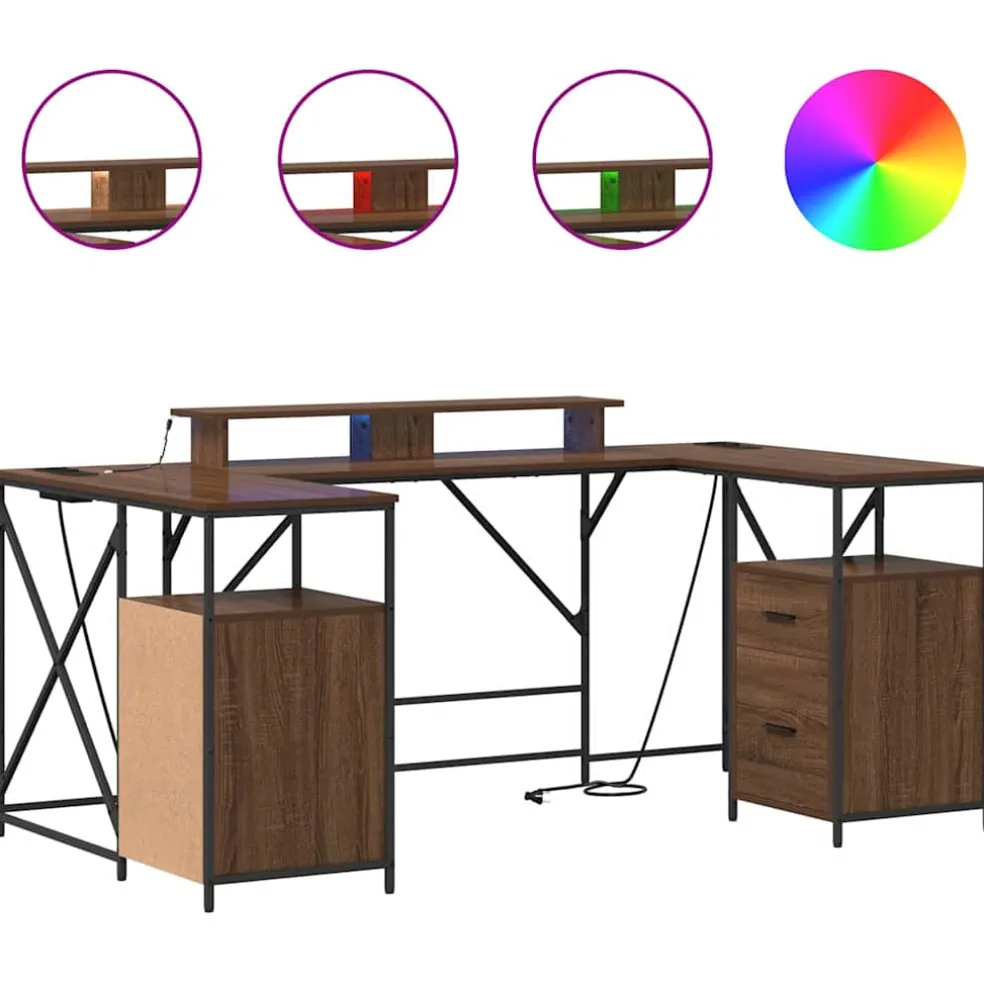 vidaXL Bureau Bruin Eiken Bewerkt hout 182 x 101 x 87,5 cm