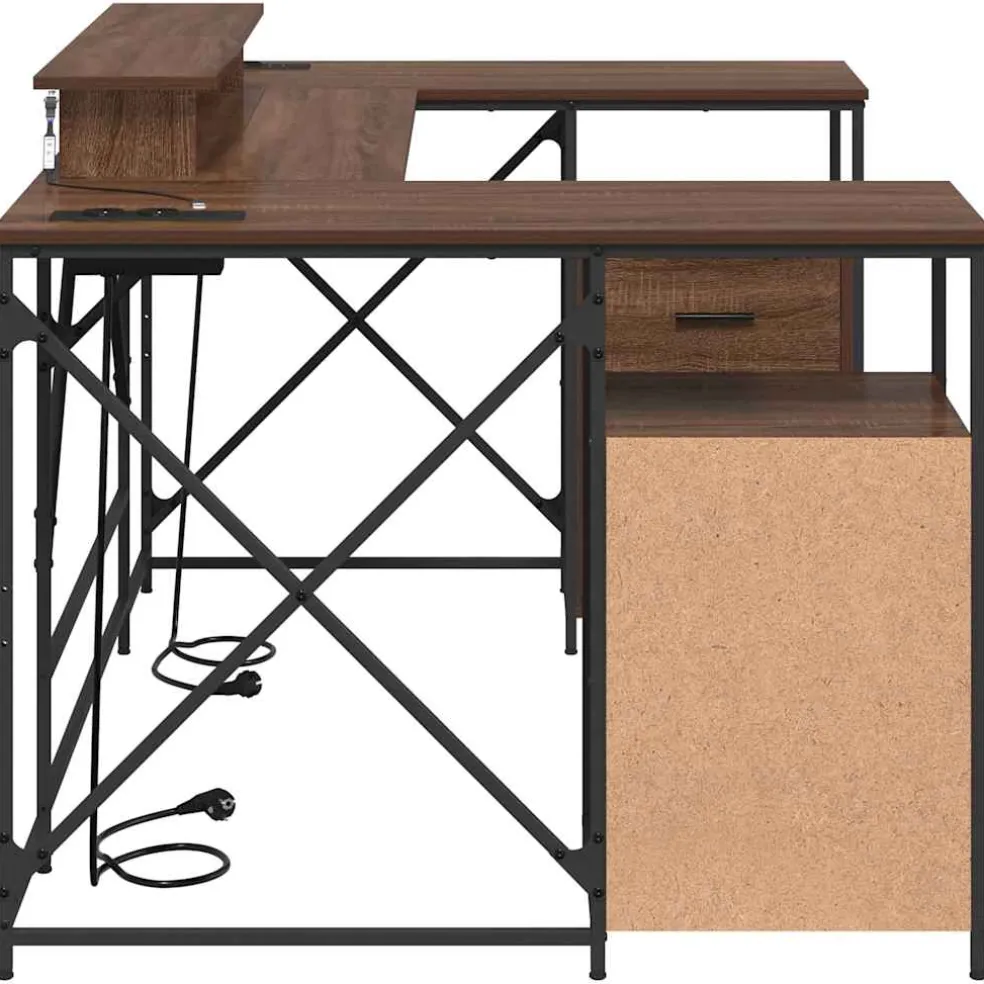 vidaXL Bureau Bruin Eiken Bewerkt hout 182 x 101 x 87,5 cm