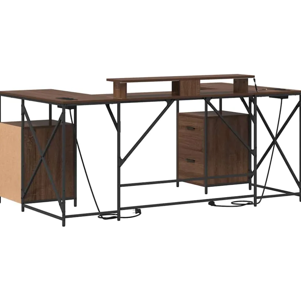 vidaXL Bureau Bruin Eiken Bewerkt hout 182 x 101 x 87,5 cm