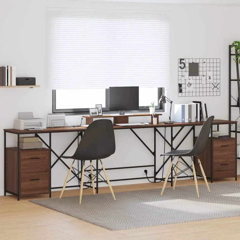 vidaXL Bureau Bruin Eiken Bewerkt hout 182 x 101 x 87,5 cm