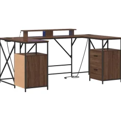 vidaXL Bureau Bruin Eiken Bewerkt hout 182 x 101 x 87,5 cm