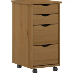 vidaXL Bureau en rollende kast set MOSS 2 st HoningBruin