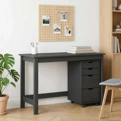 vidaXL Bureau en rollende kast set MOSS 2 st Grijs