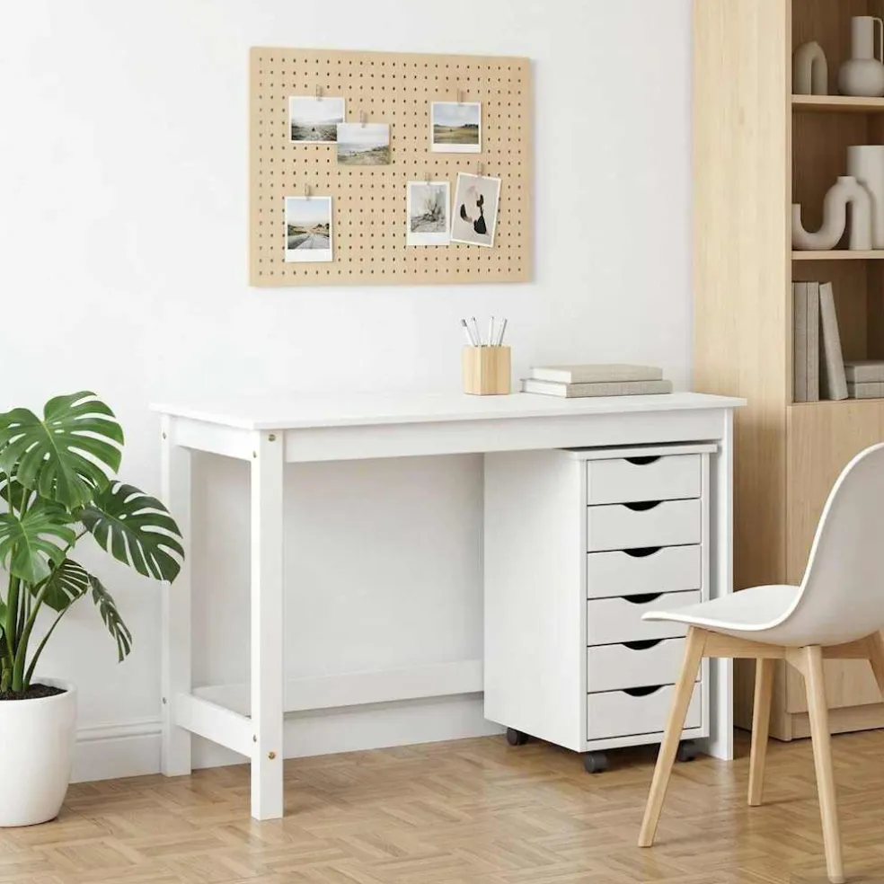 vidaXL Bureau en rollende kast set MOSS 2 st Wit