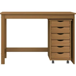 vidaXL Bureau en rollende kast set MOSS 2 st HoningBruin