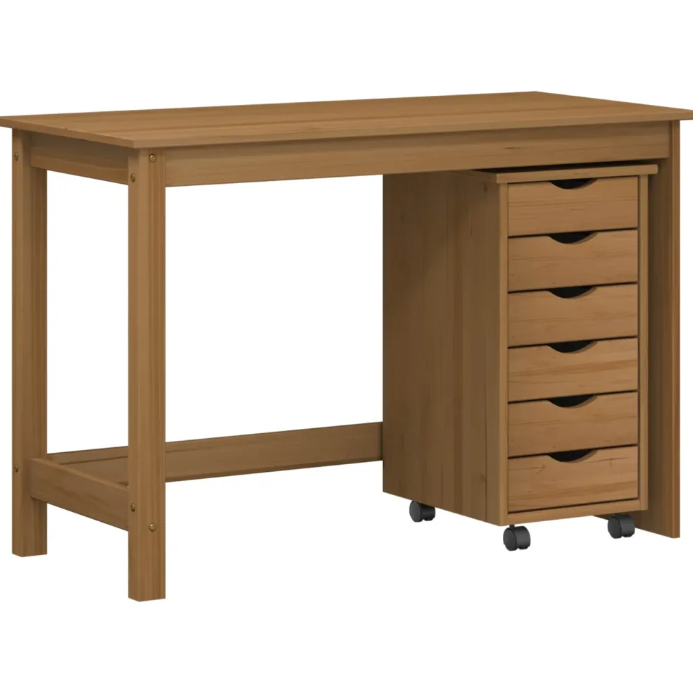 vidaXL Bureau en rollende kast set MOSS 2 st HoningBruin