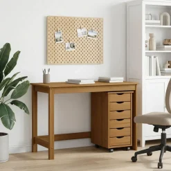 vidaXL Bureau en rollende kast set MOSS 2 st HoningBruin