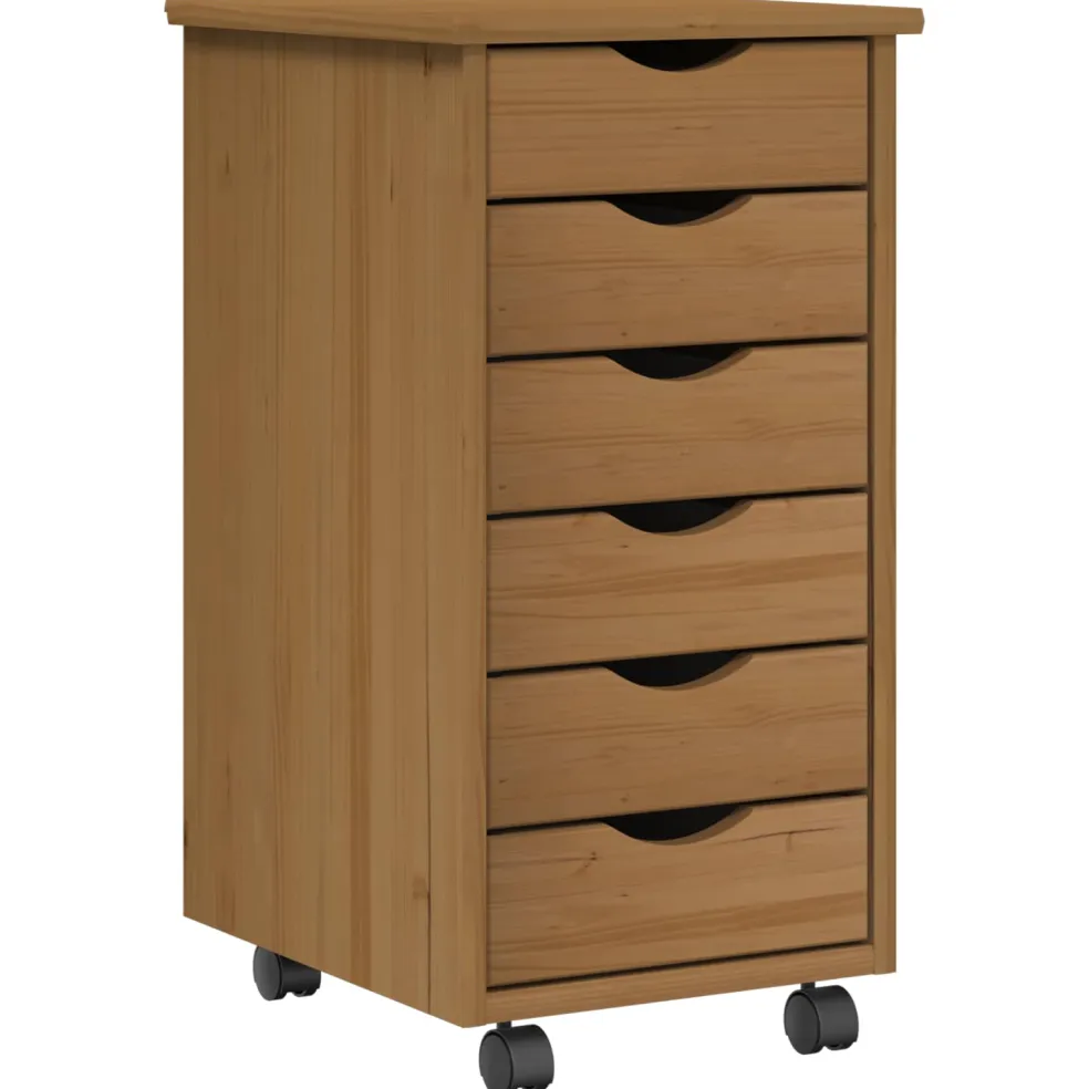 vidaXL Bureau en rollende kast set MOSS 2 st HoningBruin