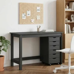 vidaXL Bureau en rollende kast set MOSS 2 st Bruin