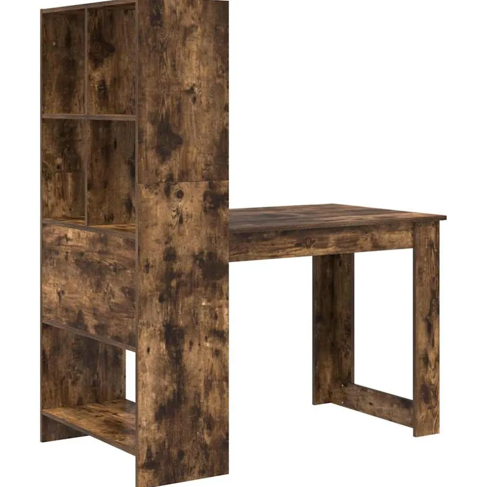 vidaXL Bureau Gerookt eiken Bewerkt hout 122 x 67 x 145 cm