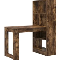 vidaXL Bureau Gerookt eiken Bewerkt hout 122 x 67 x 145 cm