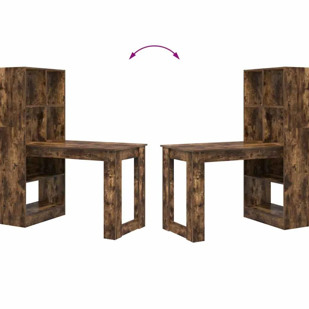 vidaXL Bureau Gerookt eiken Bewerkt hout 122 x 67 x 145 cm