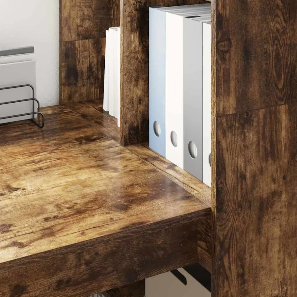 vidaXL Bureau Gerookt eiken Bewerkt hout 122 x 67 x 145 cm