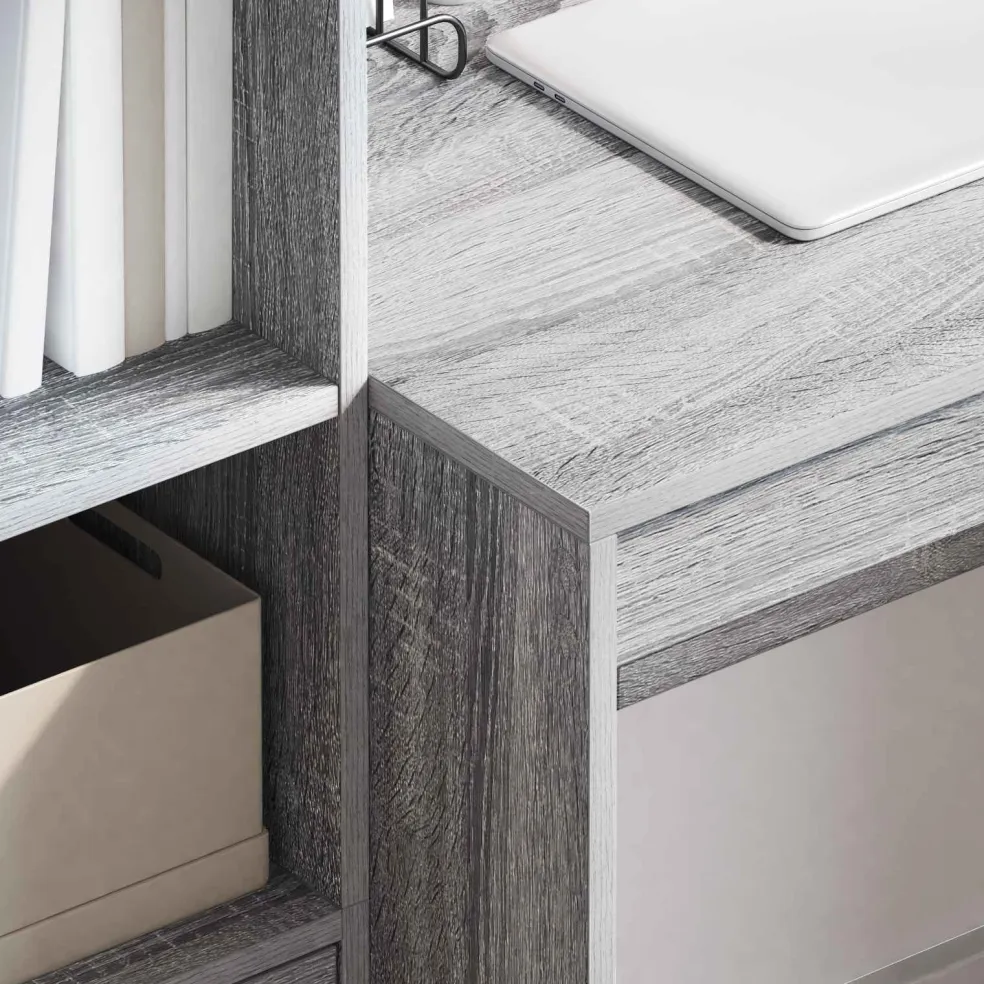 vidaXL Bureau Grijs Sonoma 145.5 x 50 x 127 cm 2 st