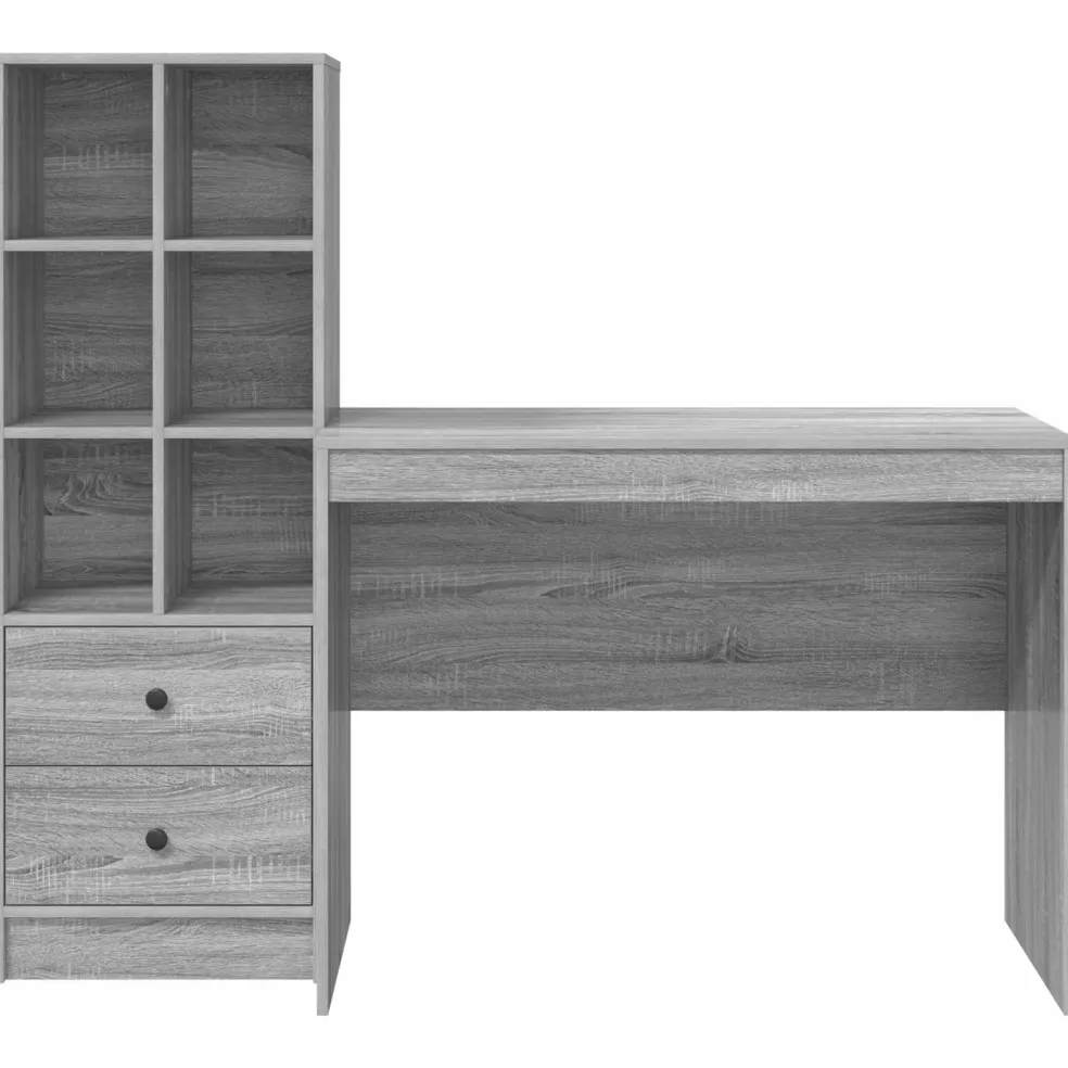 vidaXL Bureau Grijs Sonoma 145.5 x 50 x 127 cm 2 st