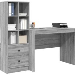 vidaXL Bureau Grijs Sonoma 145.5 x 50 x 127 cm 2 st