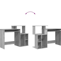 vidaXL Bureau Grijs Sonoma 120,5 x 44 x 88,5 cm Bewerkt hout