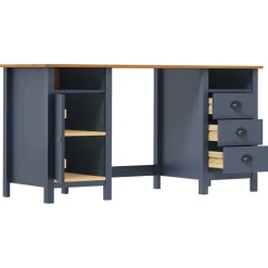 vidaXL Bureau Hill 150x50x74 cm massief grenenhout grijs