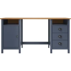 vidaXL Bureau Hill 150x50x74 cm massief grenenhout grijs