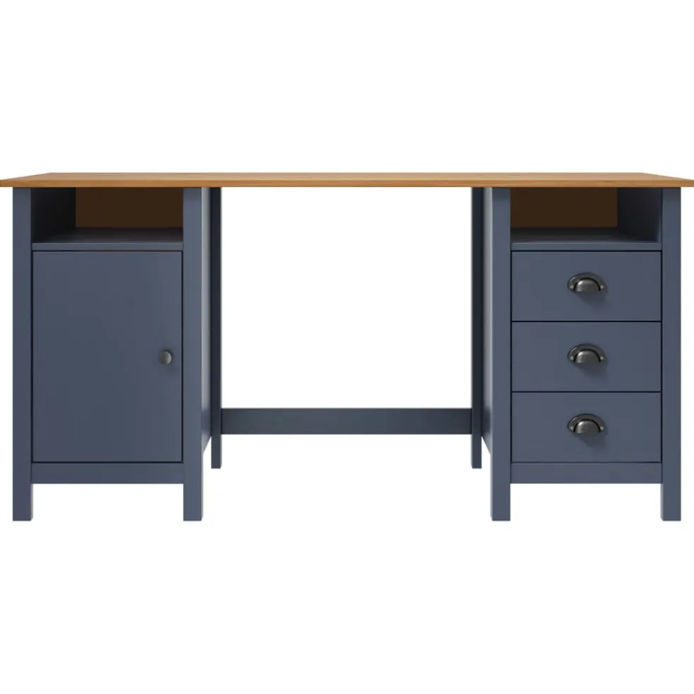 vidaXL Bureau Hill 150x50x74 cm massief grenenhout grijs