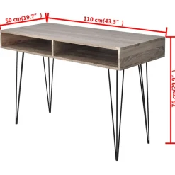 vidaXL Bureau met 2 compartimenten grijs