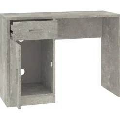 vidaXL Bureau met kast en lade 100x40x73 cm bewerkt hout betongrijs