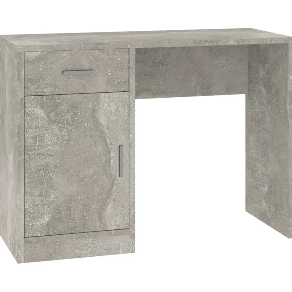 vidaXL Bureau met kast en lade 100x40x73 cm bewerkt hout betongrijs